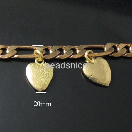 Brass bracelet base,heart,